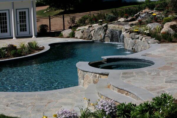 Gunite Swimming Pool with Spa Construction