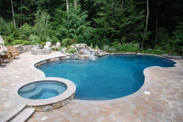 Inground Gunite Swimming Pool and Spa and Waterfall Construction