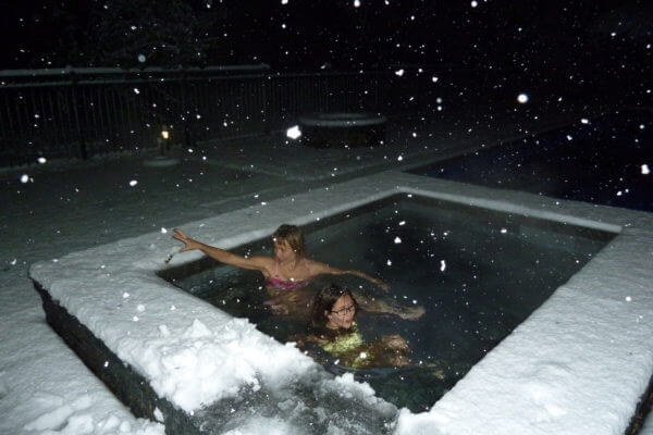 Swimming Pool Spa in Winter Snow