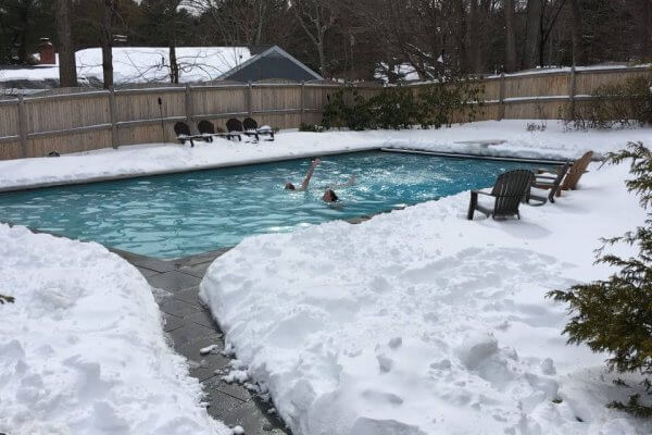 Heated Outdoor Swimming Pool In Snow