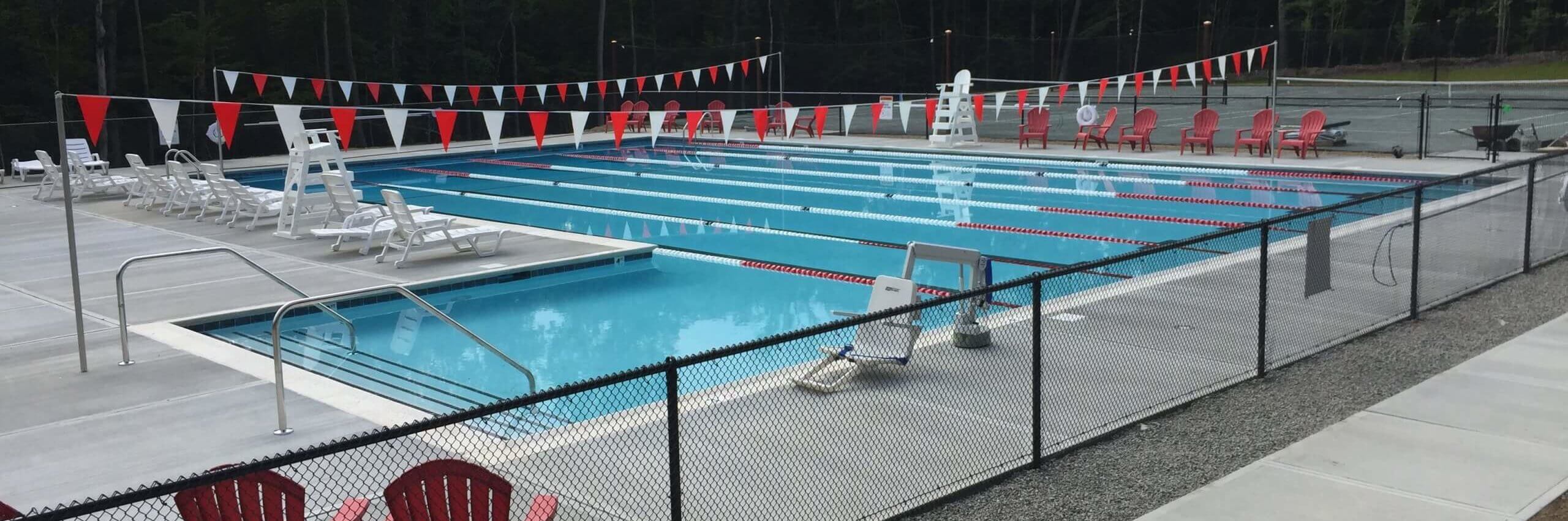 Aqua Pool & Patio gunite swimming pool construction in Connecticut showing commerical swimming pool with lane lines