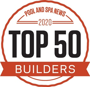Aqua Pool & Patio gunite swimming pool construction in Connecticut showing top 50 builders badge