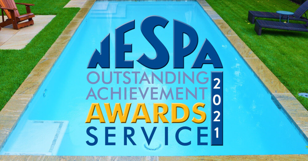 Service Silver Award in front of swimming pool