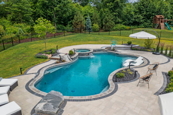 Aqua Pool & Patio gunite swimming pool construction in Connecticut showing rocky hill swimming pool
